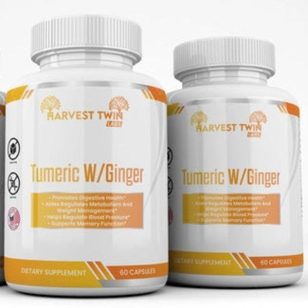 Harvest Twin Labs Turmeric W/Ginger Dietary Supplement – 60 Capsules
