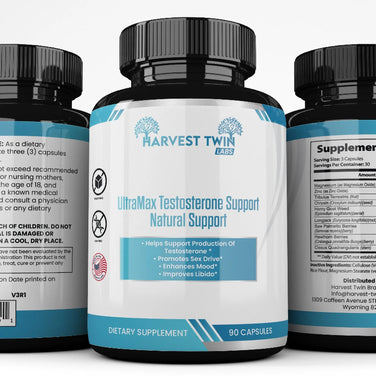 Harvest Twin UltraMax Testosterone Support Natural Support Dietary Supplement – 90 Capsules