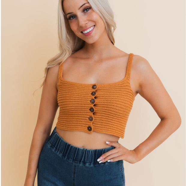 Tops Brami con botones de punto ondulado, tallas XS/SM/L.
