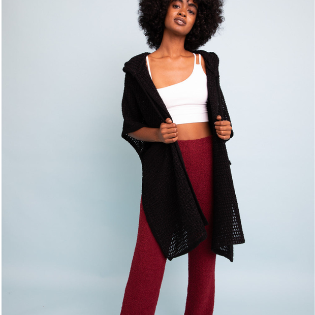 Ruanas à capuche en tissu gaufré doux