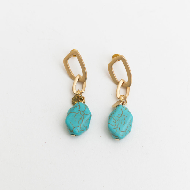 Pendientes de cadena con colgante de piedra turquesa