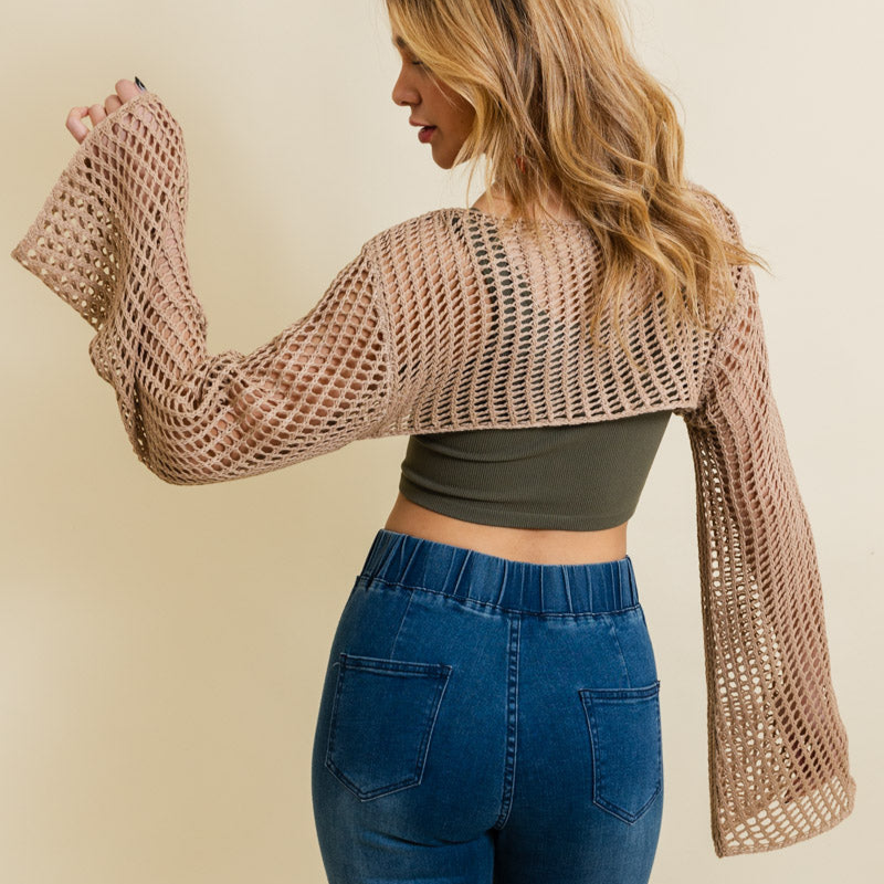 Suéteres cortos tejidos a telar.