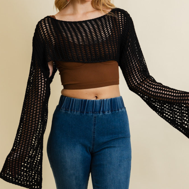 Suéteres cortos tejidos a telar.