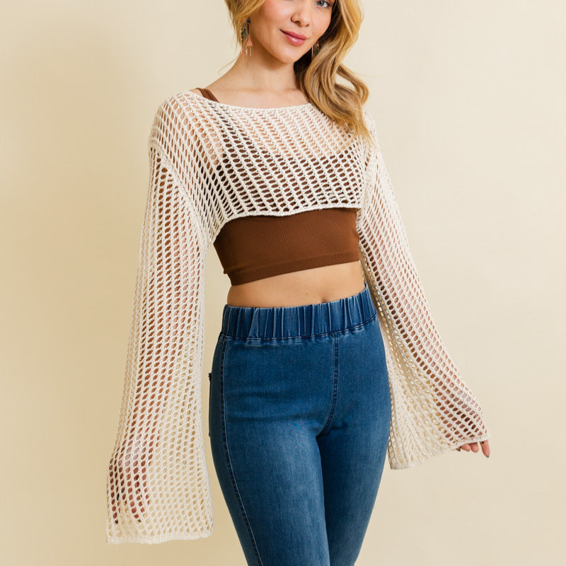 Suéteres cortos tejidos a telar.