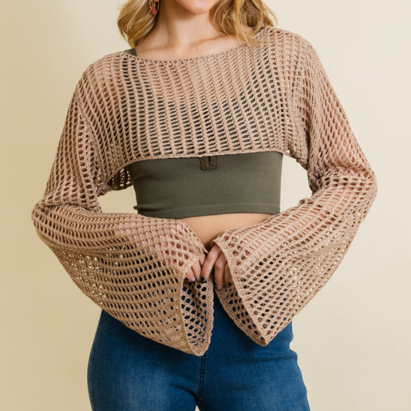 Suéteres cortos tejidos a telar.