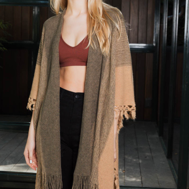 Multicolored Cinched Ruana