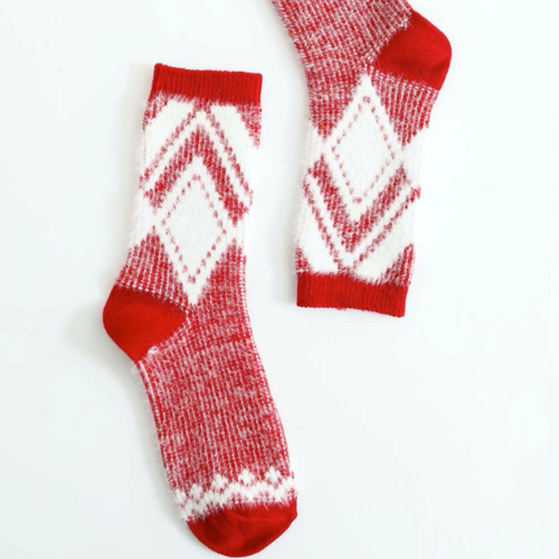 Diamond Pattern Mohair Socks