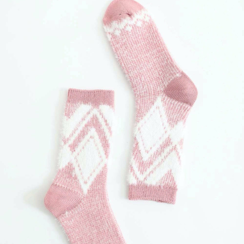 Diamond Pattern Mohair Socks