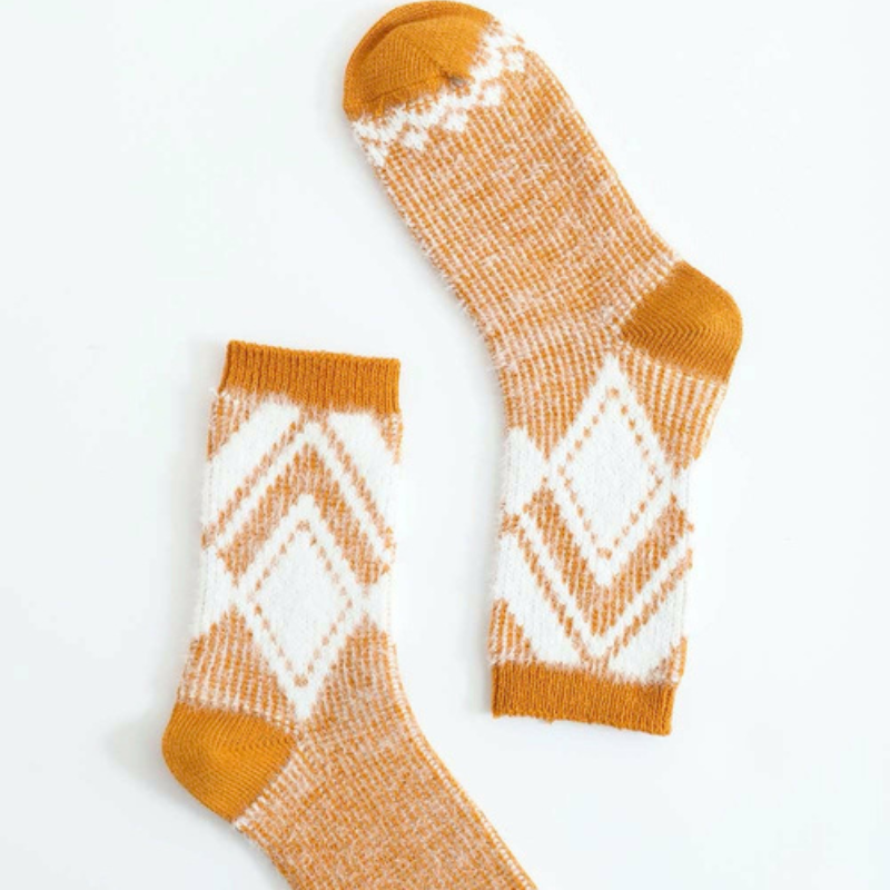 Diamond Pattern Mohair Socks