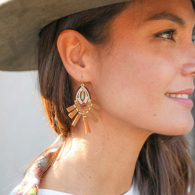 Boucles d'oreilles à franges en daim et perles
