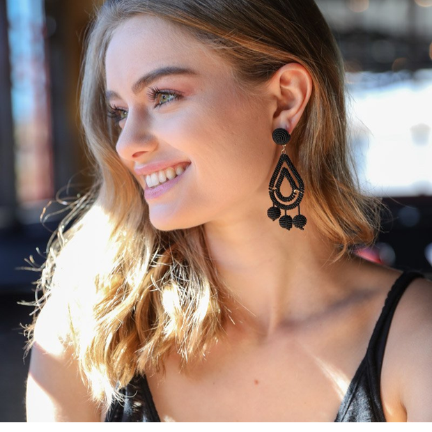 Boucles d'oreilles pendantes à micro-perles