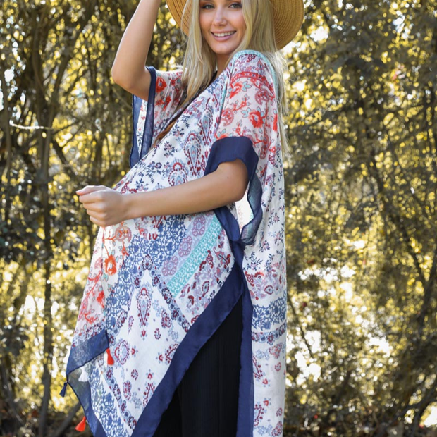 Kimonos patchwork à motifs floraux cachemire.