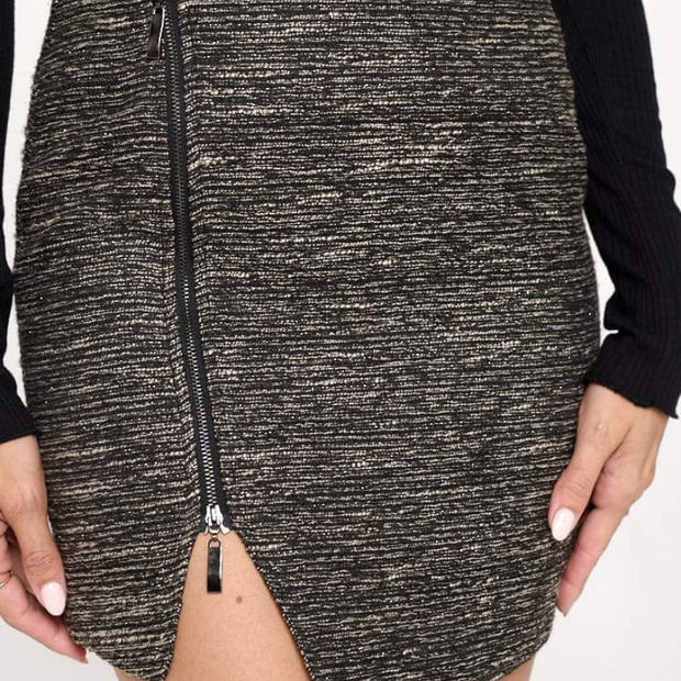 Mini-jupe zippée asymétrique 