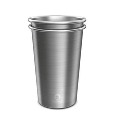 Bevu® FIESTA Steel Cups (2) Silver 355ml / 12oz.