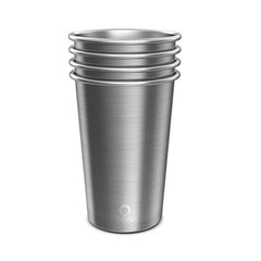 Bevu® FIESTA Steel Cups (4) Silver 355ml / 12oz.