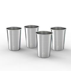 Bevu® FIESTA Steel Cups (4) Silver 355ml / 12oz.