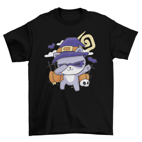 Halloween cat dabbing t-shirt
