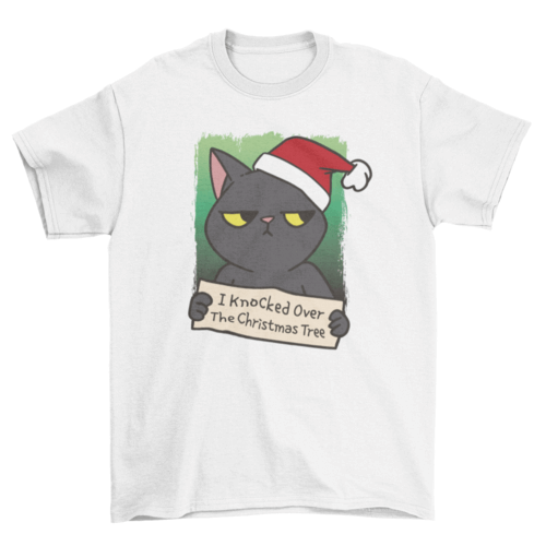 Christmas black cat tree t-shirt