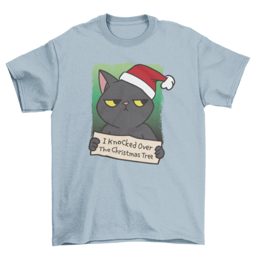 Christmas black cat tree t-shirt