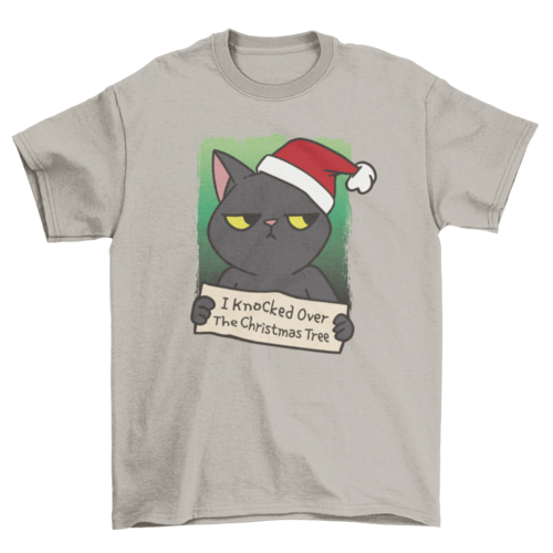 Christmas black cat tree t-shirt