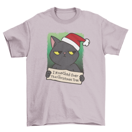 Christmas black cat tree t-shirt