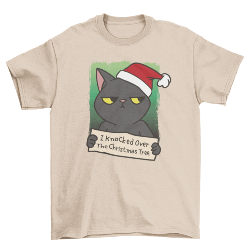 Christmas black cat tree t-shirt