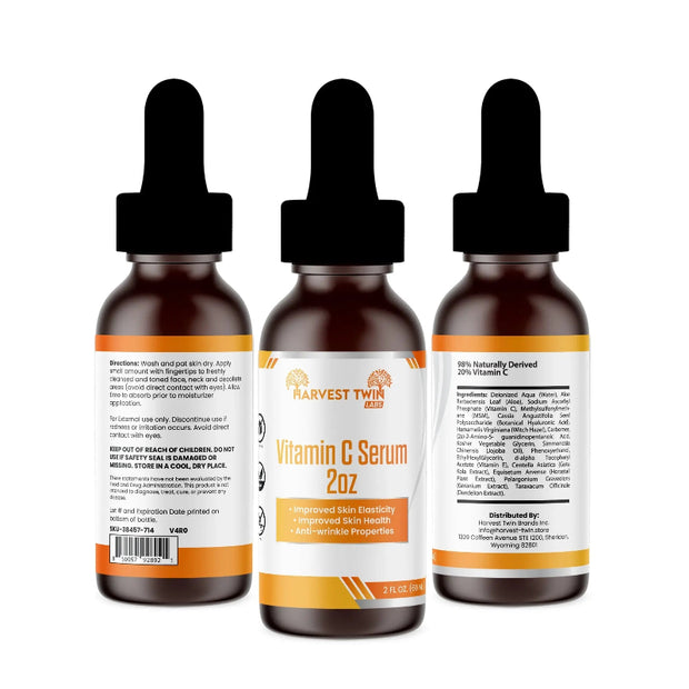 Harvest Twin Labs Vitamin C Serum 2oz – Skin Elasticity & Anti-Wrinkle Support
