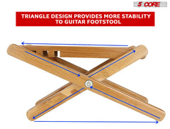 5Core Wooden Guitar Foot Stool 3 Level Adjustable Leg Rest Classical