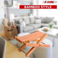 5Core Wooden Guitar Foot Stool 3 Level Adjustable Leg Rest Classical