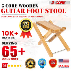 5Core Wooden Guitar Foot Stool 3 Level Adjustable Leg Rest Classical