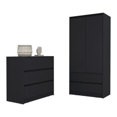 Lewes 2 Piece Bedroom Set, Dresser + Armoire, Black Wengue Finish