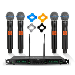 5 Core Wireless Microphone System 4 Channel UHF 492F Range Portable