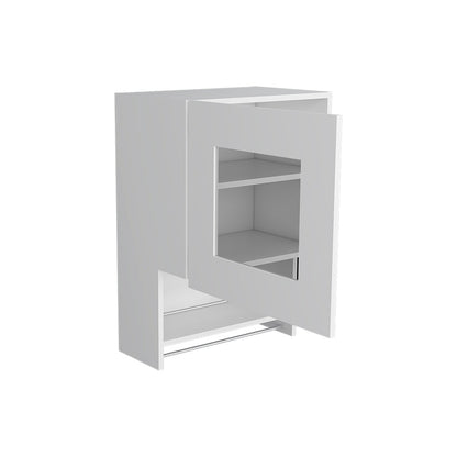 Kitchen Wall Cabinet, Three Shelves, White Finish