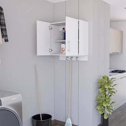 Wall Storage Cabinet, Four Cabinets, White Finish