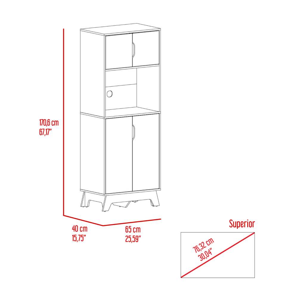 Microwave Tall Cabinet Counter Surface, Top- Lower Double