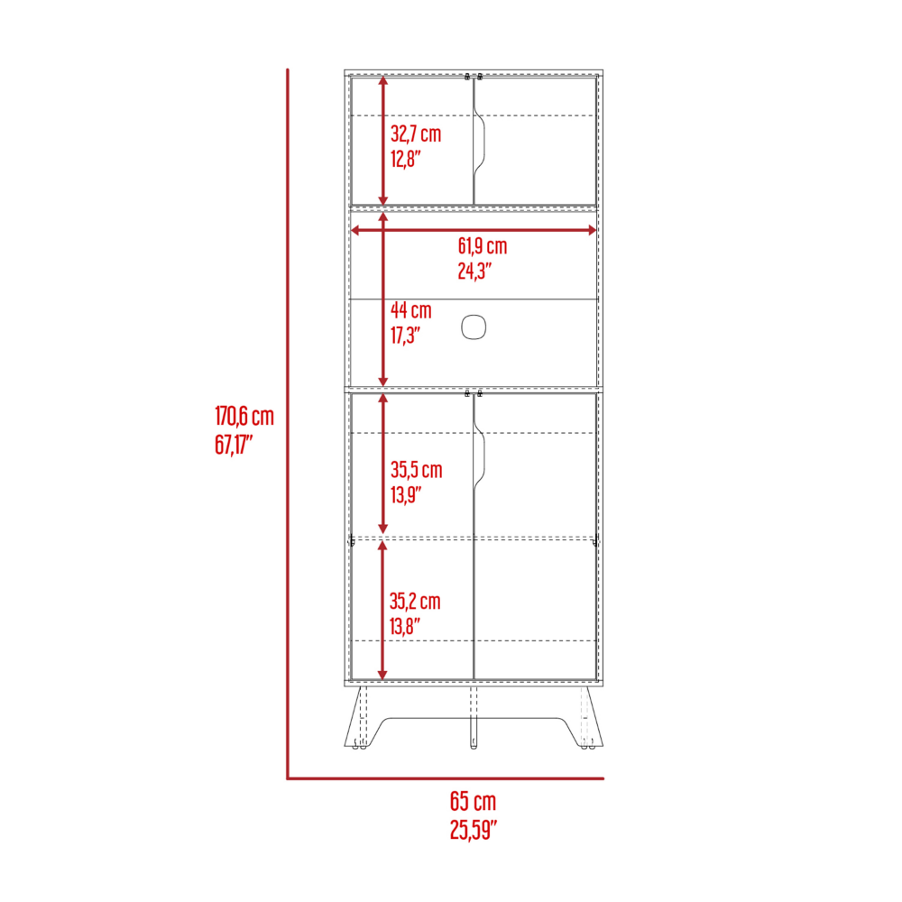 Microwave Tall Cabinet Counter Surface, Top- Lower Double