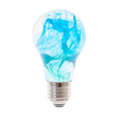 Blue Swirl Glass Decorative Light Bulb with Wooden and Metal Base
