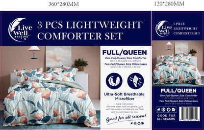 LiveWell Bedding 3 Piece Lightweight Comforter Set (6 Styles)