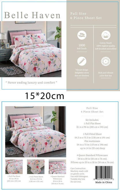 Belle Haven 6 Piece Sheet Set Bedding Sets (6 Styles)