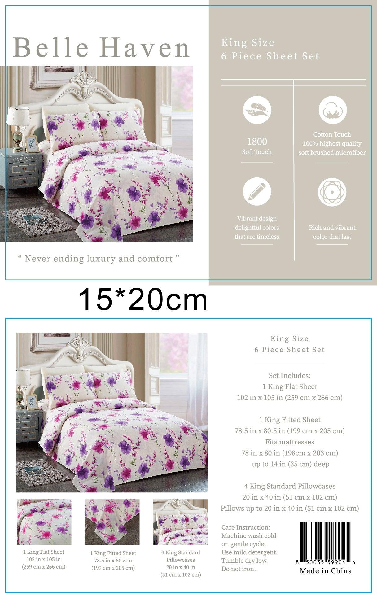 Belle Haven 6 Piece Sheet Set Bedding Sets (6 Styles)