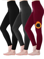 3 Pack Women‚Äôs Fleece Lined Leggings High Waist Stretchy warm