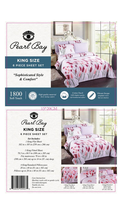 Pearl Bay 6 Piece Bed Sheet Set (12 Styles)