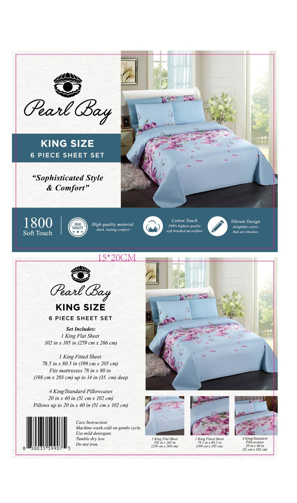 Pearl Bay 6 Piece Bed Sheet Set (12 Styles)