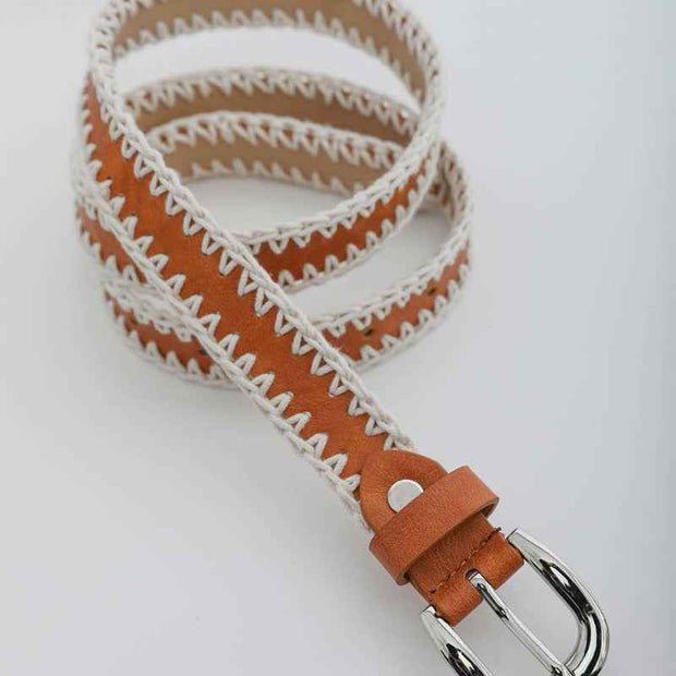 Vegan Leather Crochet Belt – Camel – Sustainable Fashion Accessory