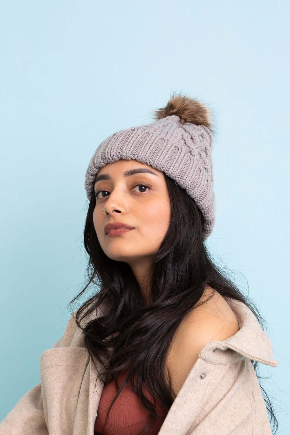Faux Pom Beani