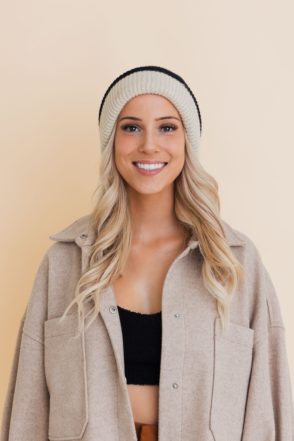 Two-Tone Knit Beanie
