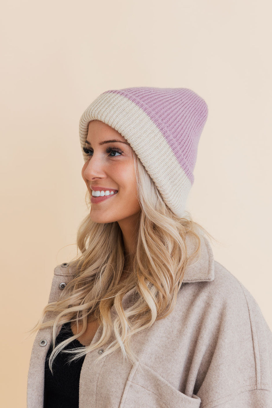 Two-Tone Knit Beanie