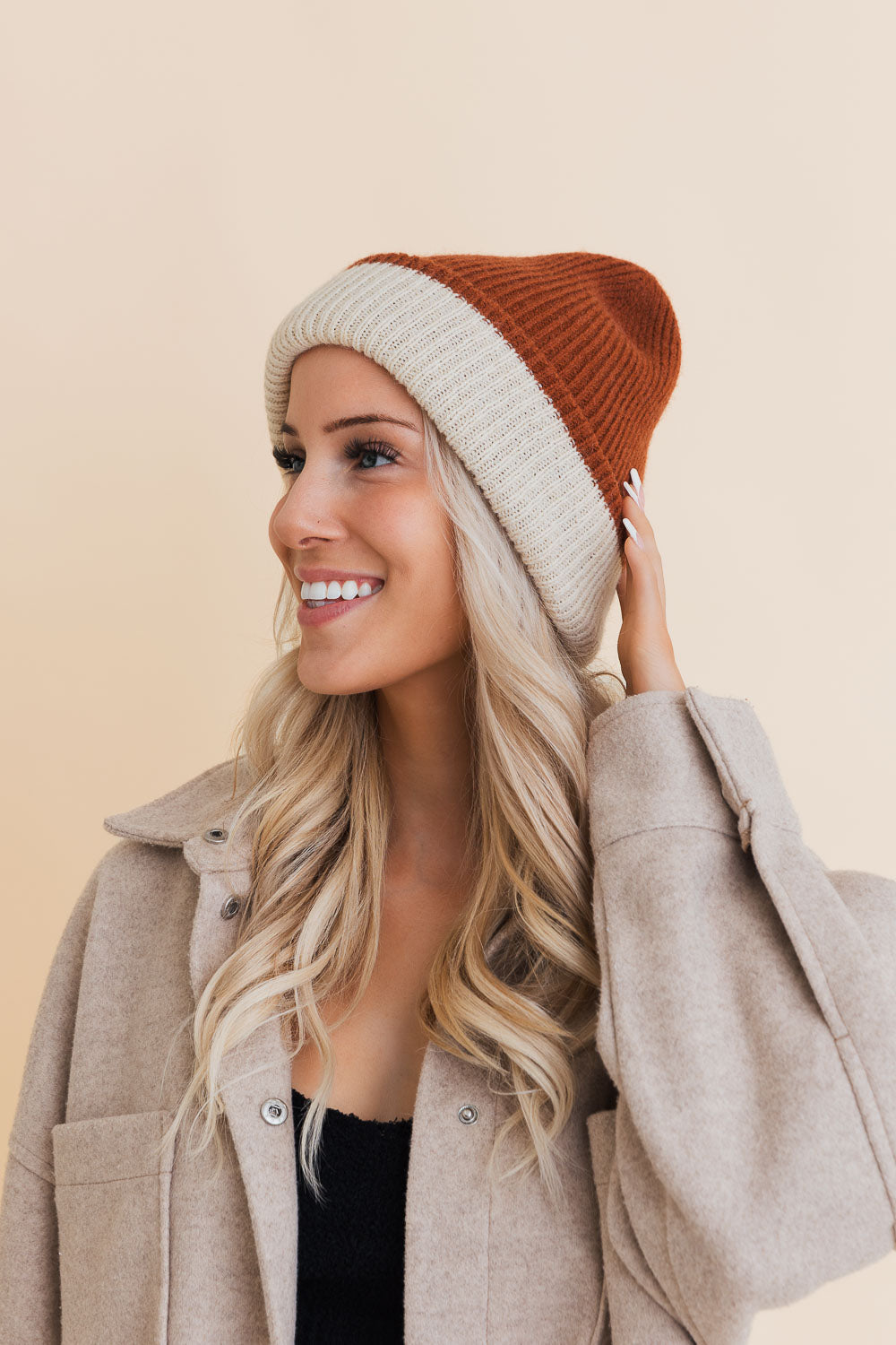 Two-Tone Knit Beanie