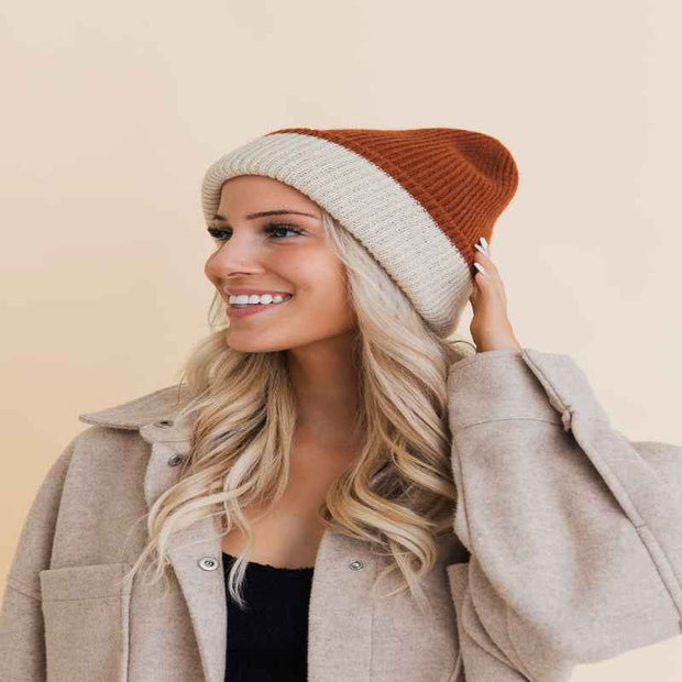 Two-Tone Knit Beanie