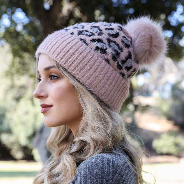 Leopard Knit Beanie